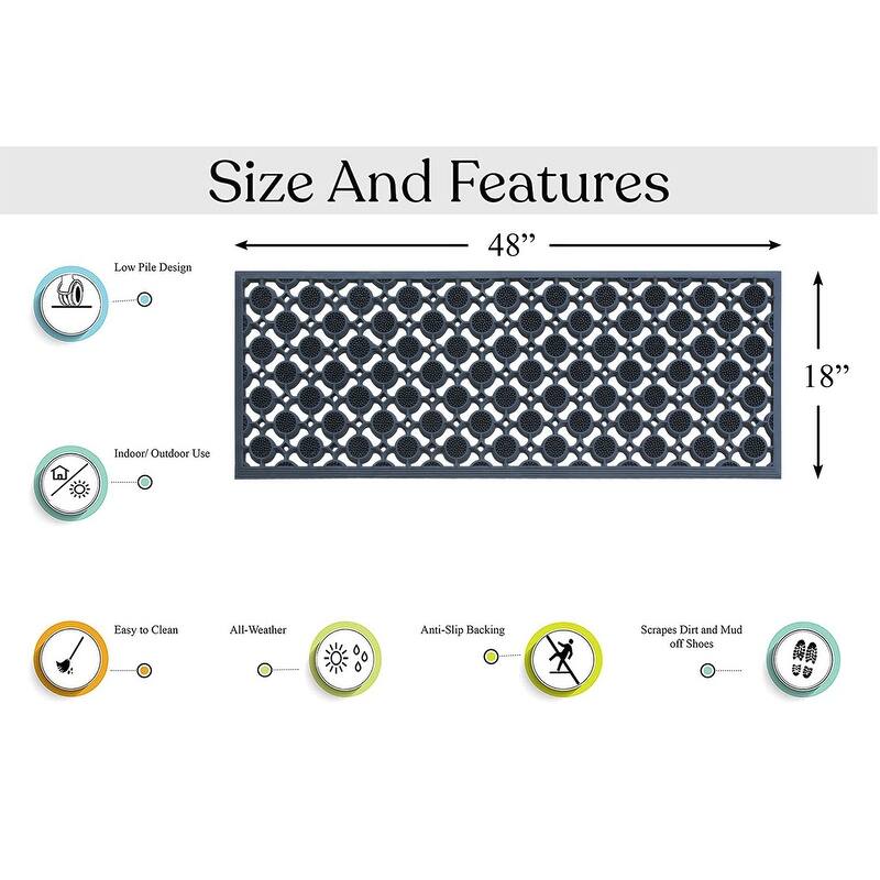 A1HC Rubber Iron Beautiful Hand Finished Elegant Large Double Doormat 18"X48"