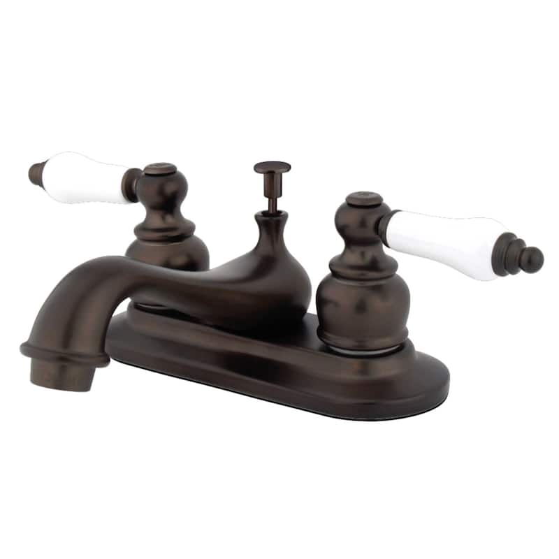 Kingston Brass Restoration Two-Handle 3-Hole Deck Mount 4 in. Centerset Bathroom Faucet - Oil Rubbed Bronze