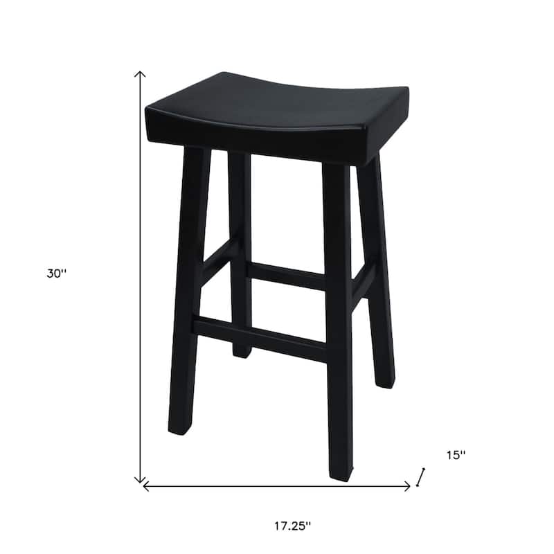 Modern Solid Wood Bar Stool with Footrest, Armless and Backless Design for Kitchen or Dining Room