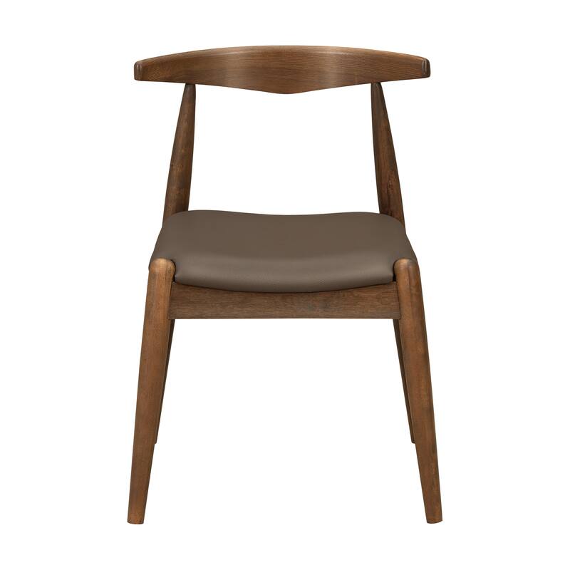 Set of 2 Rubberwood Dining Chairs, Ergonomic Backrest & Faux Leather Upholstery