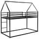 preview thumbnail 7 of 16, Modern Black Twin over Twin Timeless Design House Bunk Bed With Built-in Convertible Ladder