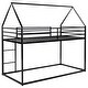 preview thumbnail 9 of 26, Twin over Twin House Bunk Bed with Convertible Built-in Ladder, Black