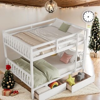 Bunk Bed with 2 Storage Drawers Under Bed,Detachable Beds,Full over Full for Bedroom