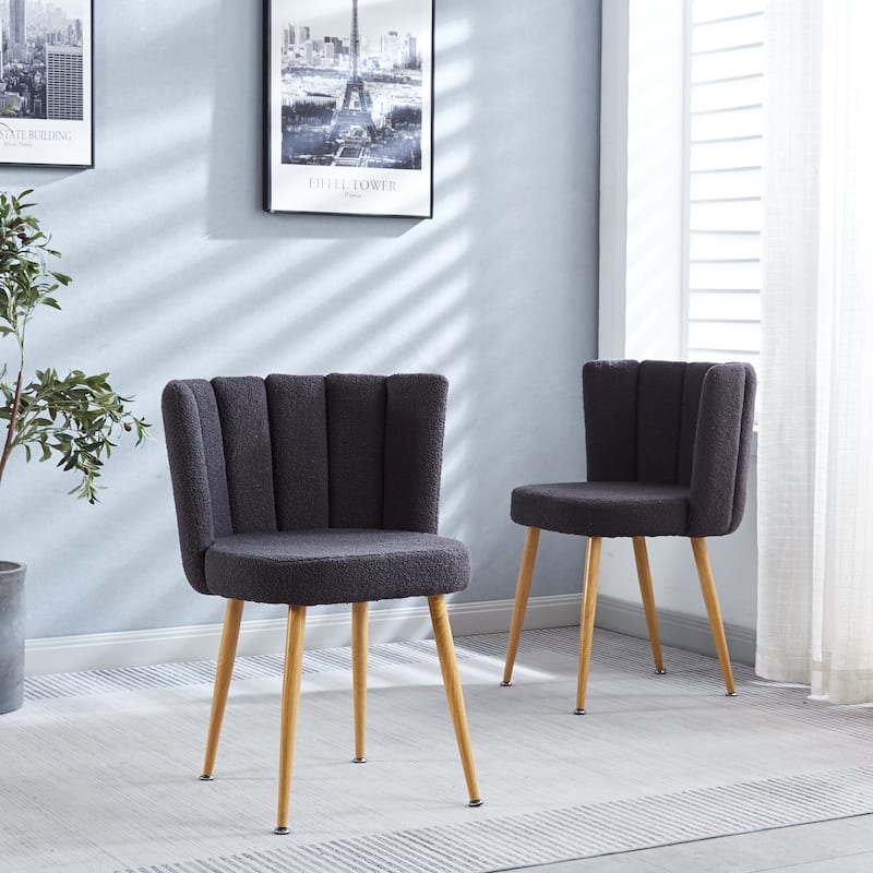 GDFStudio - Leclaie Modern Upholstered Dining Chair with Ergonomic Seat Cushion Backrest & Iron Legs, Set of 2 - 21.26"W - Grey