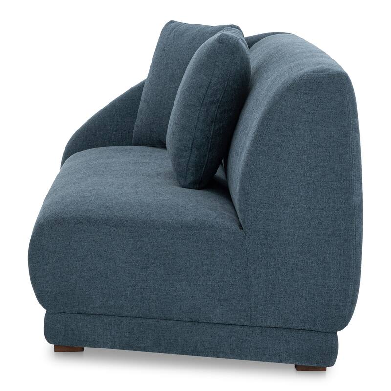 NADAAL STUDIOS Solace Left Arm Facing Modular Sofa, Deep Foam & Fiber Cushioning, Plinth Base, Two Toss Cushions, White