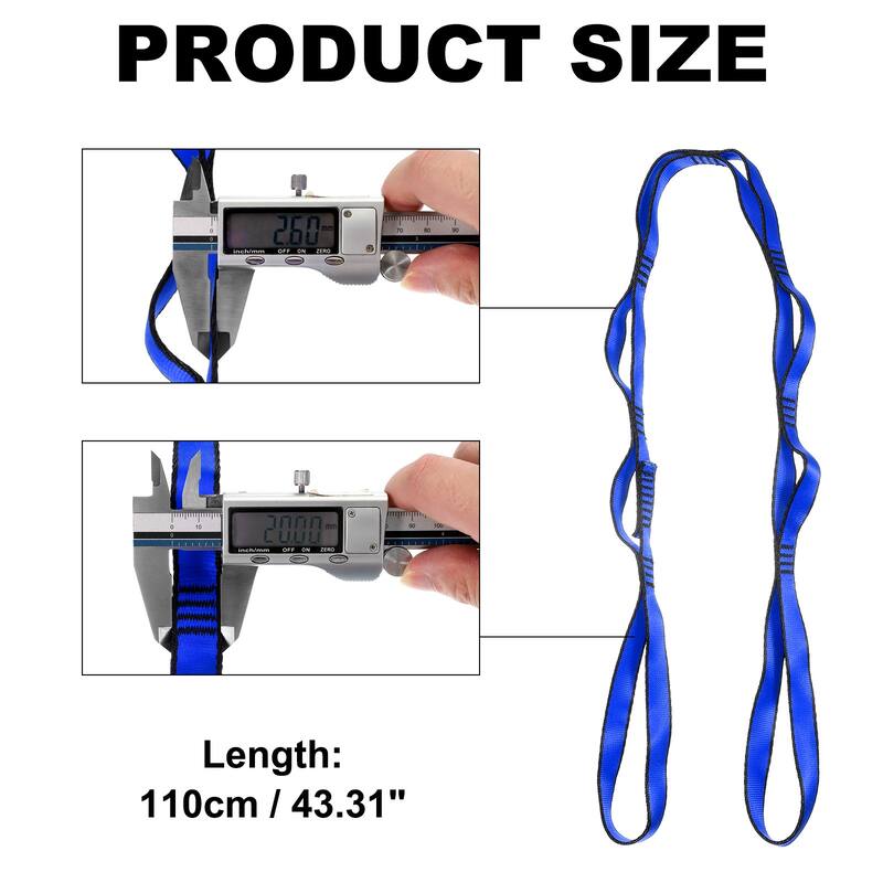 25KN Daisy Chain Yoga Extend Belt 1.1M, Climbing Straps for Exercise - 1.1M - Blue