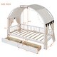preview thumbnail 3 of 22, Twin Size Kids Bed With Arched Roof Light Strip Interactive Whiteboard/2 Drawers