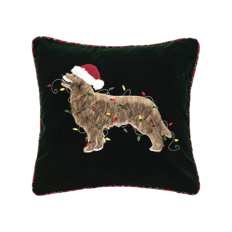 Dog With Light 18" x 18" Embellished Throw Pillow