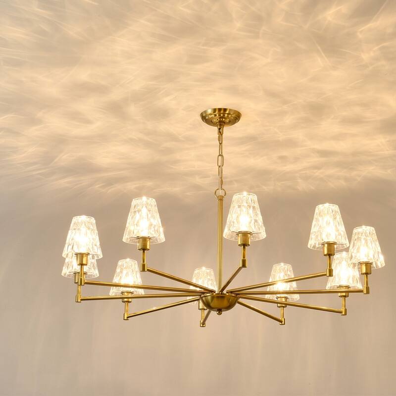 Mid-Century Modern Chandelier Farmhouse Modern Glam Gold Glass Chandelier