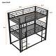 dimension image slide 0 of 2, Twin Triple Bunk Bed w/ Long & Short Ladder, Industrial Style Metal Bunkbeds w/ Safety Guardrails for Bedroom, Dorm, Guest Room