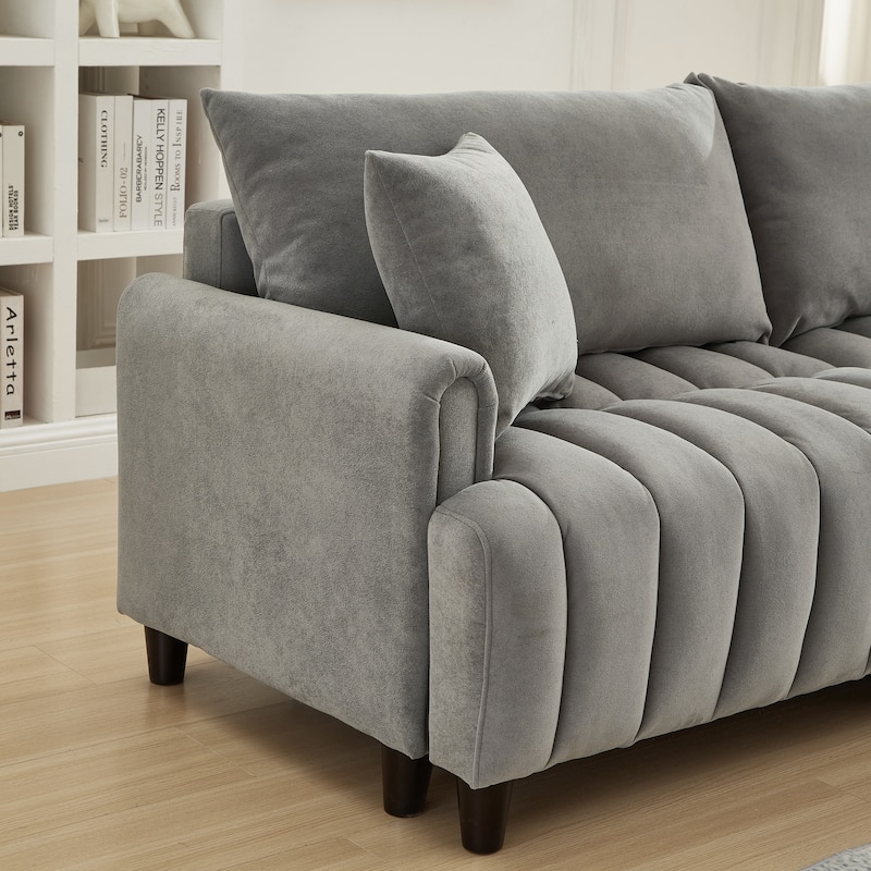 Futon Couch Sofa Bed with Pillows, Convertible Sleeper Sofa with Adjustable Backrest, Loveseat Sleeper Daybed