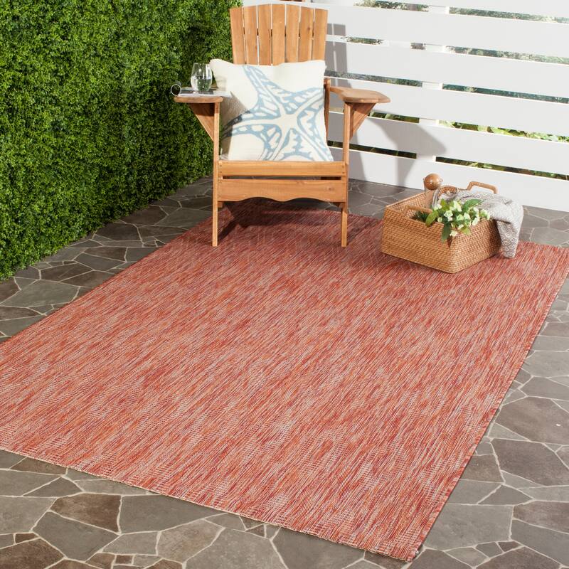 SAFAVIEH Courtyard Marolyn Indoor/ Outdoor Waterproof Patio Backyard Rug - 4' x 5'7" - Red/Red