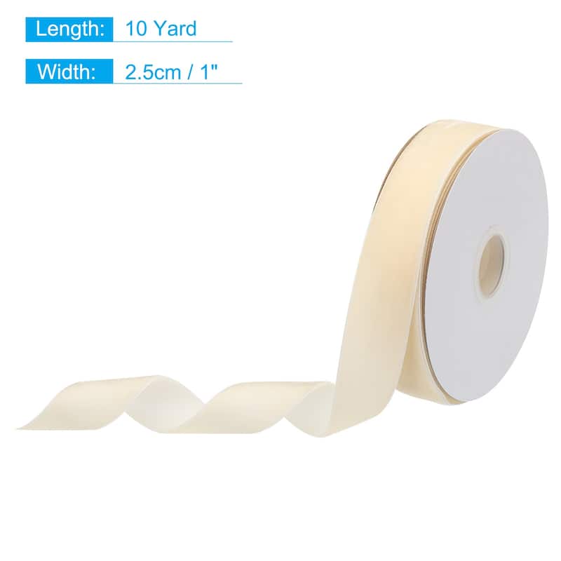 Velvet Ribbon Single Face Spool Silky for Gift Wrapping Bow Decoration - Cream - 1 Inch x 10 Yard