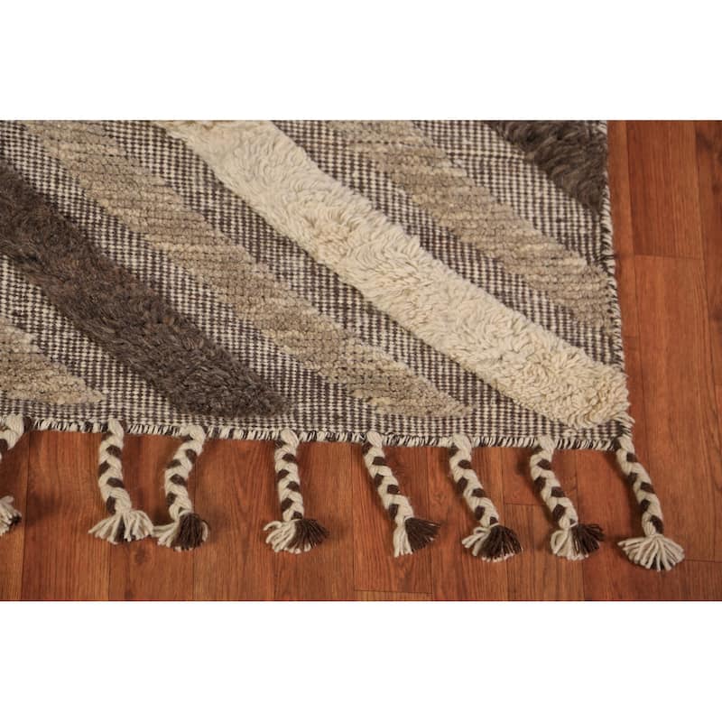 Geometric Modern Moroccan Indian Area Rug Handmade Wool Carpet - 5'1" x 8'1"