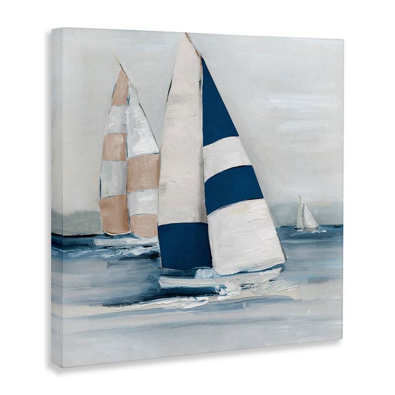 Stupell Striped Sailboat Voyage Canvas Wall Art Design By Sally Swatland