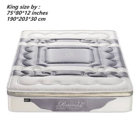 12-inch Queen / King Memory Foam Spring Hybrid Mattress in a Box, Silver / Black