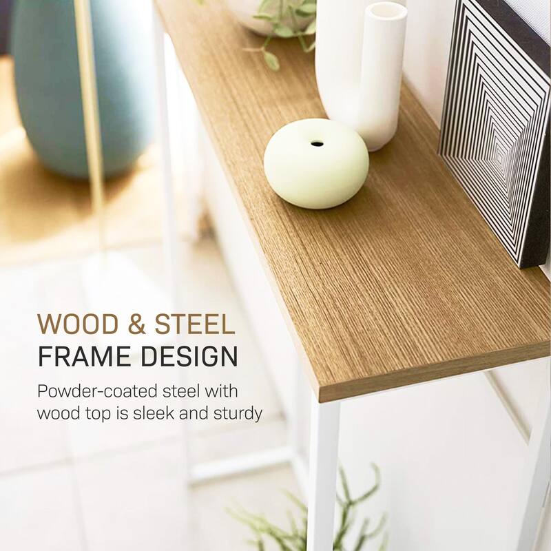 Yamazaki Home Narrow Entryway Console Table, Steel, Holds 11 lbs - L 7.28 x W 23.62 x H 31.69 inches