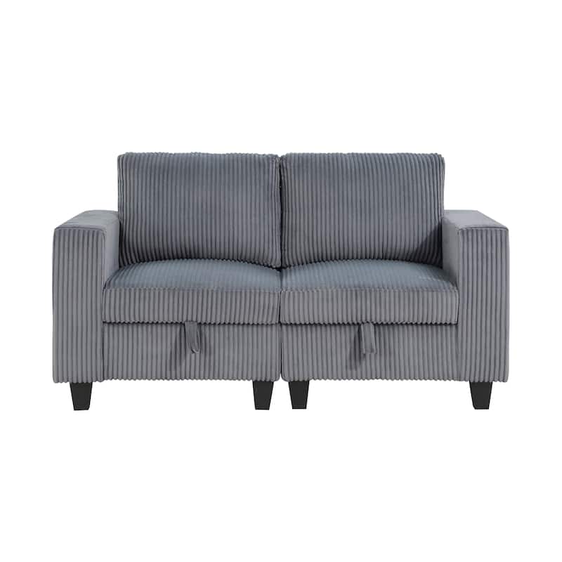 Kenlis Corduroy Living Room Loveseat with Storage