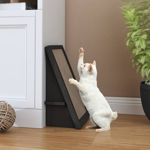 Way Basics Eco Friendly Cat Scratcher Inclined Scratching Pad With Organic Catnip, Black Wood Grain