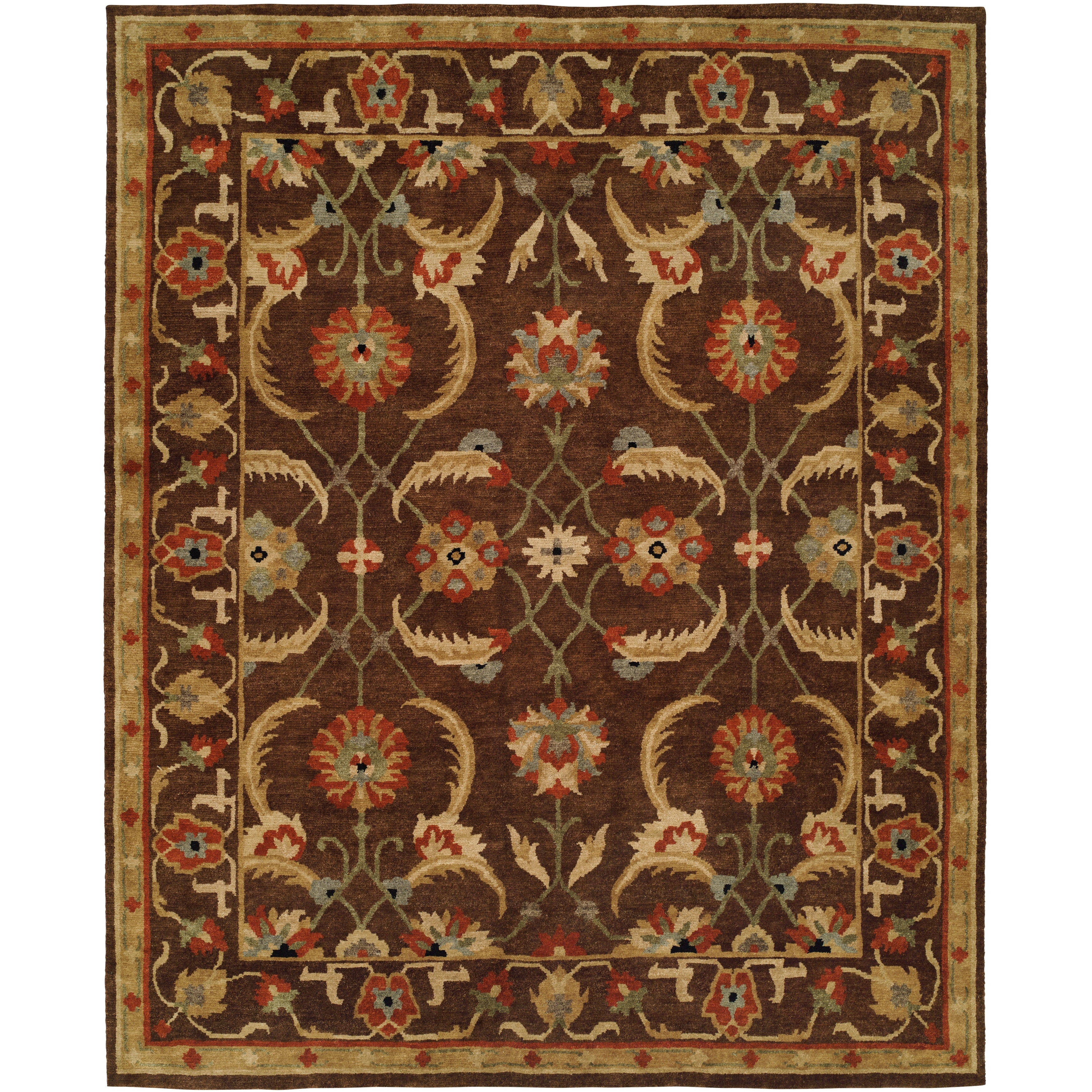 KALATY Traditional Multi-Colored Hand-Knotted Wool Area Rug