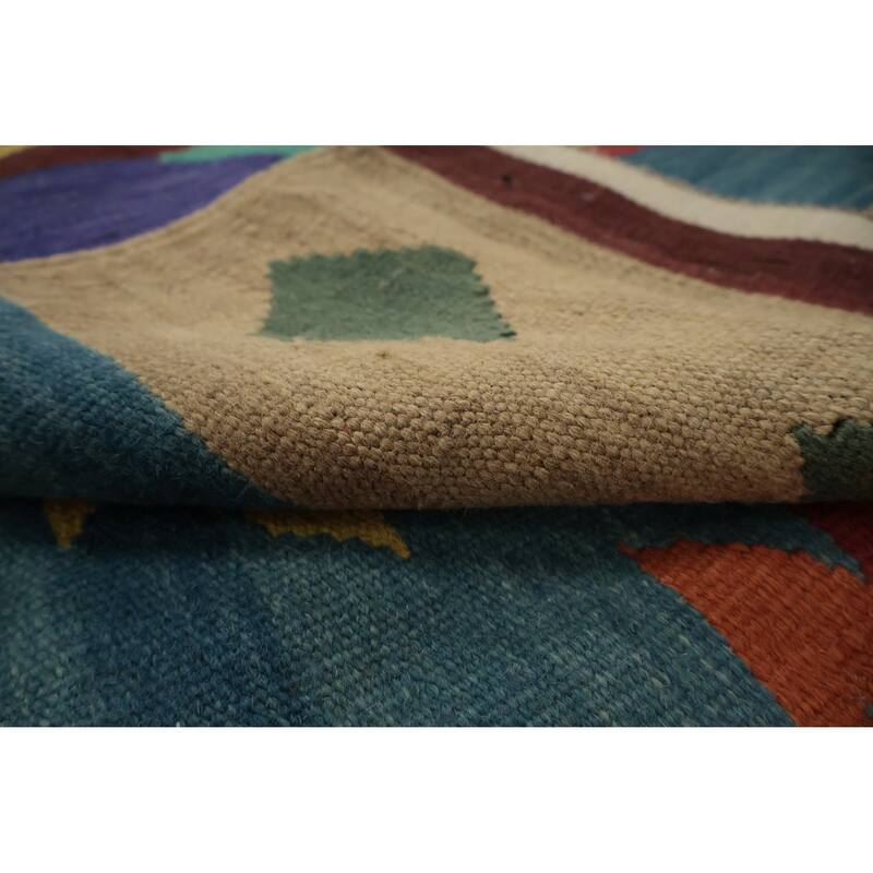 Hand Woven Oriental 100% Wool Carpet Southwestern Tribal Multi-Colored Kilim Area Rug - 13' 5'' X 9' 4''