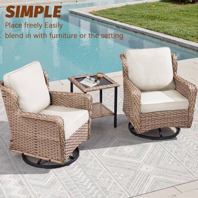 Pocassy Outdoor Patio Swivel Chair Glider Chair with Side Table.