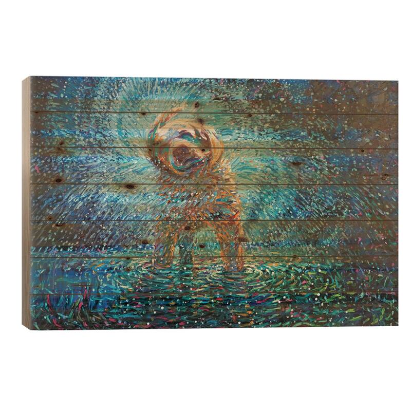 Labrador Jazz Print On Wood by Iris Scott - Multi-Color - 26x40x1.5