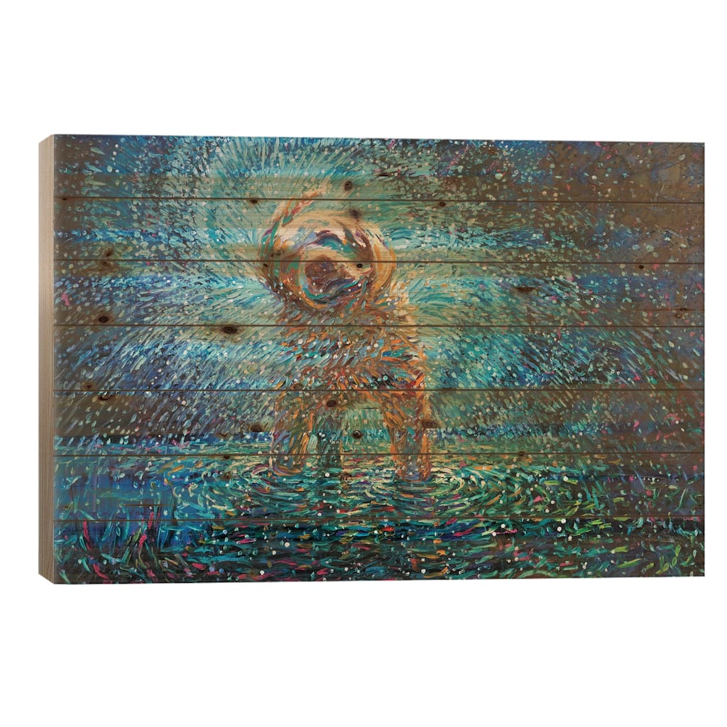 Labrador Jazz Print On Wood by Iris Scott - Multi-Color