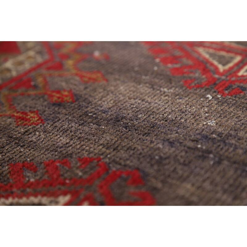 Distressed Geometric Balouch Persian Area Rug Handmade Wool Carpet - 3'6" x 6'9"