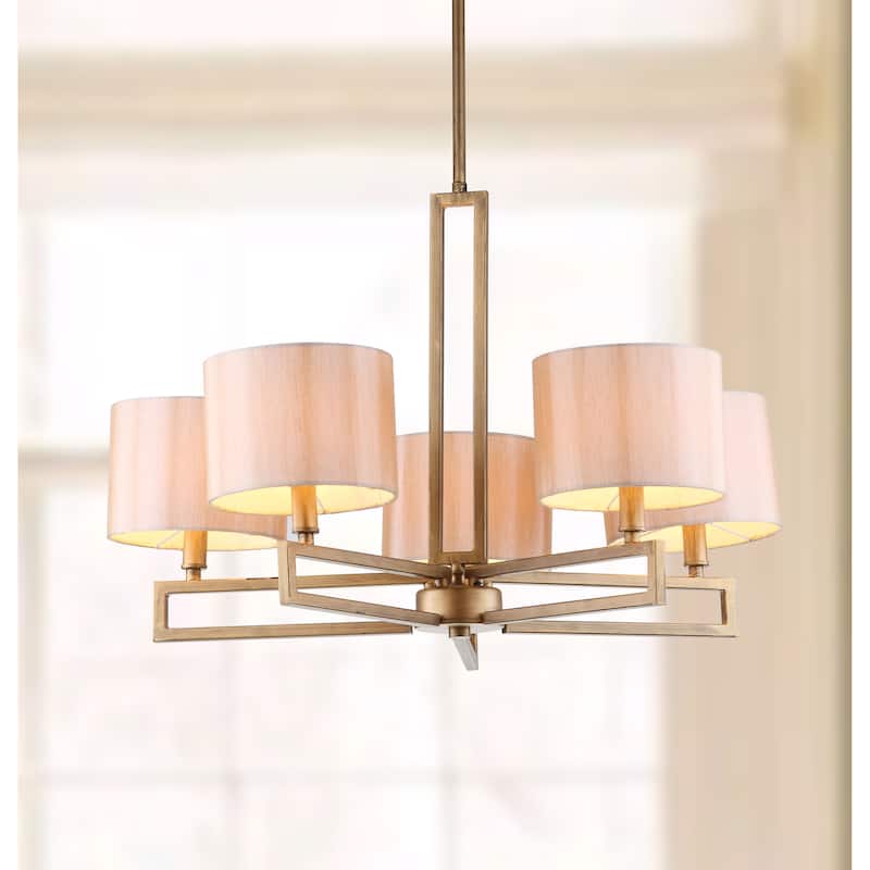 SAFAVIEH Lighting Corrina 25-inch 5-Light Catena Gold Chandelier - 25"x25"x17.5 - 53.5" - Antique Gold