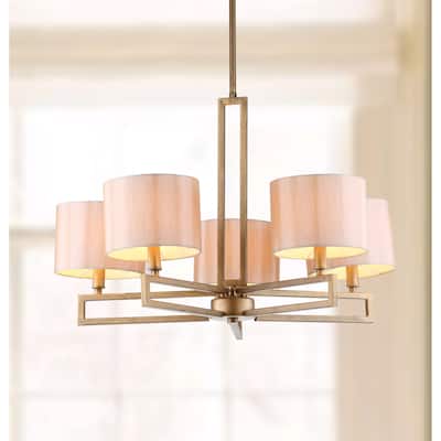 SAFAVIEH Lighting Corrina 25-inch 5-Light Catena Gold Chandelier - 25"x25"x17.5 - 53.5" - Antique Gold
