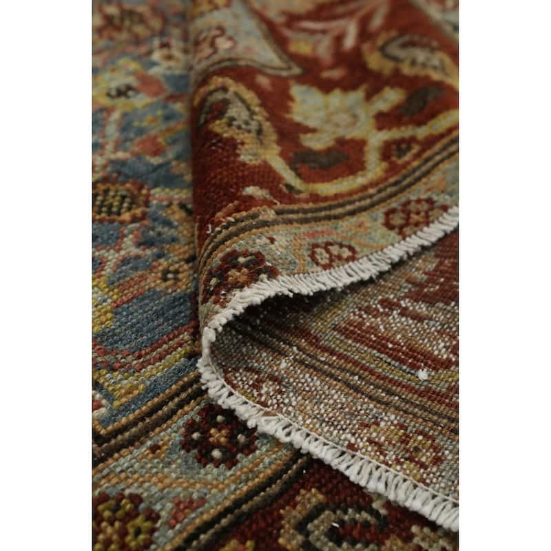 Hand Knotted Oriental 100% Wool Carpet Traditional All-Over Navy Blue & Blues Heriz (Bakhshayesh) Runner Rug - 15' 0'' X 3' 4''