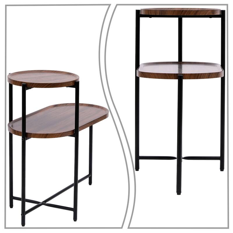 Minimalist Design Two-Tier End Table with Adjustable Foot Pads