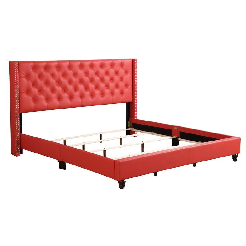 Julie Tufted Upholstered Low Profile King Panel Bed