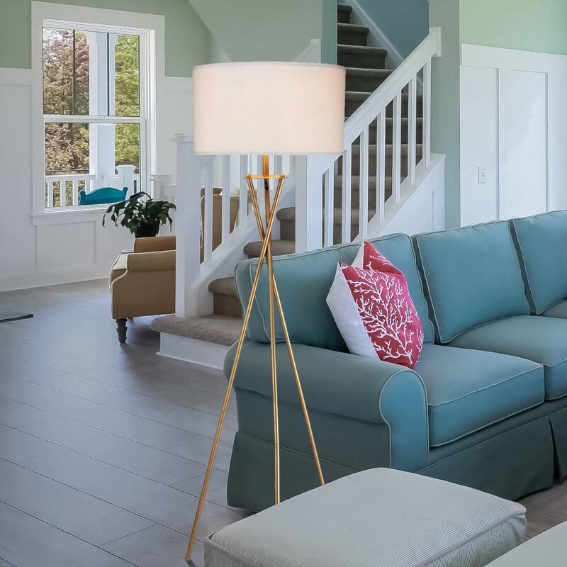 64.5" Tall Mid-Century Modern Metal Floor Lamp - Gold