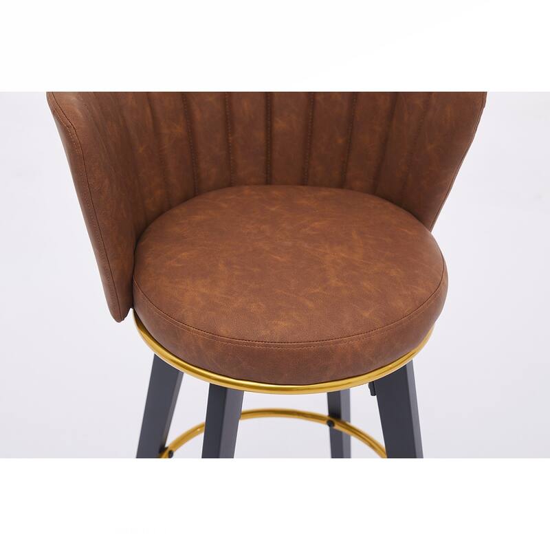 2PCS Swivel Velvet Metal Frame Bar Stools