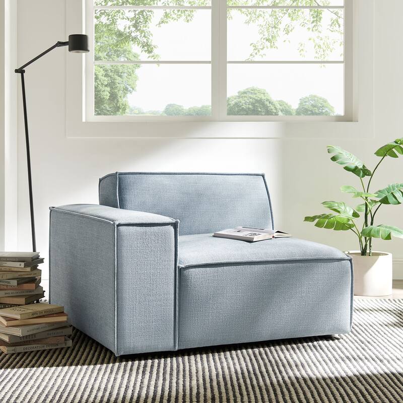 Restore Performance Fabric Upholstered Left-Facing Modular Lounge Chair - Sky