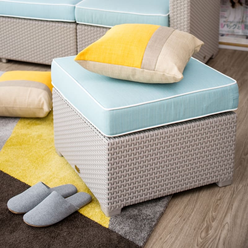 Magnolia Resin All-Weather Ottoman with Cushion