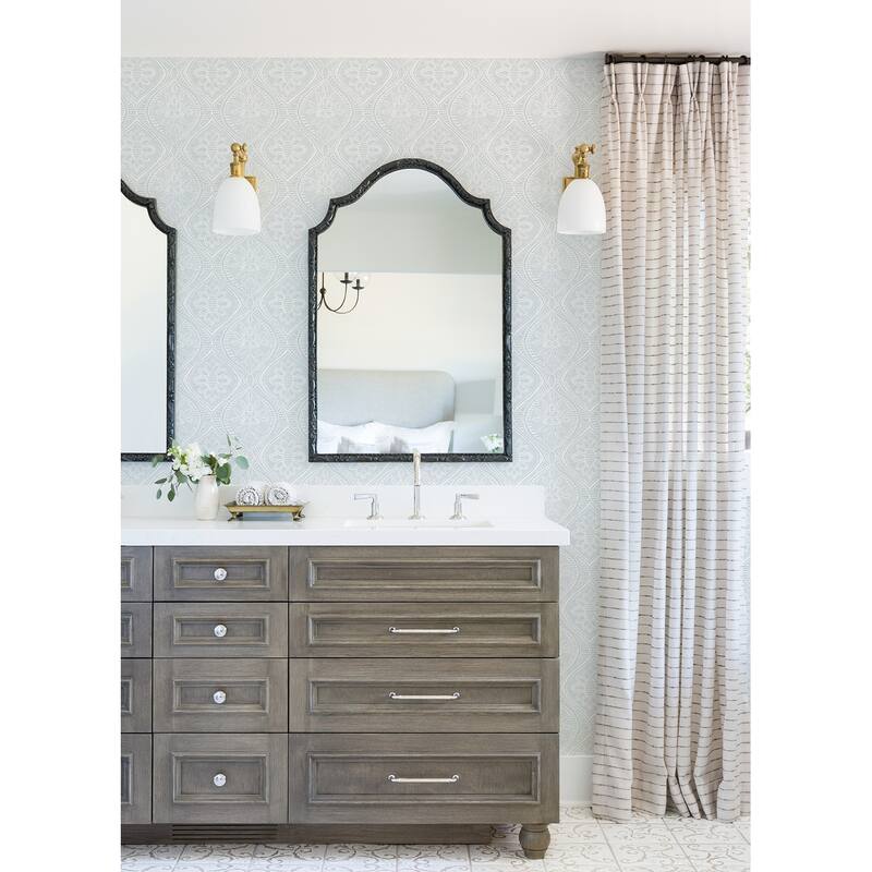 A-Street Prints Scout Light Blue Floral Ogee Wallpaper