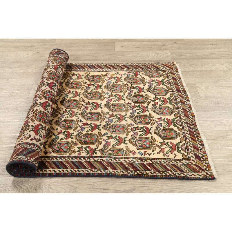 Geometric Traditional Sirjan Persian Area Rug Hand-knotted Wool Carpet - 3'2" x 5'5"