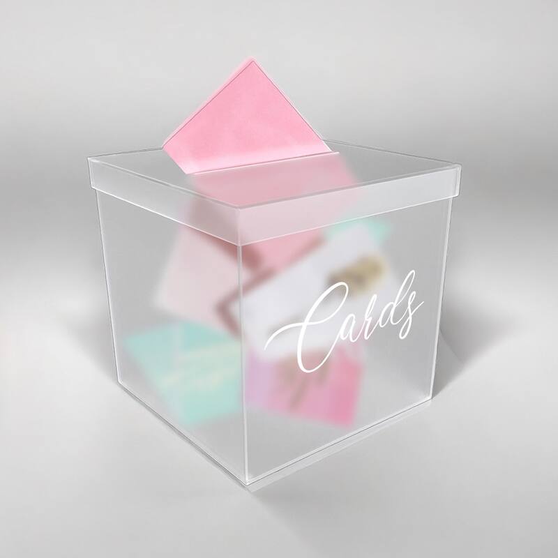 OnDisplay 10" Luxe Acrylic Clear Wedding Card Box w/Lid - Lucite Gift/Money Box