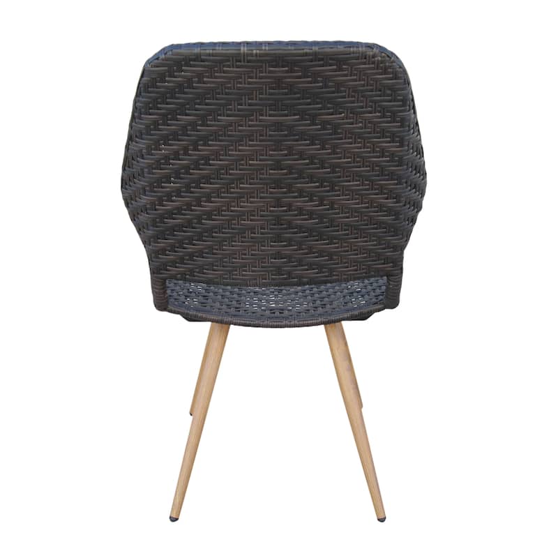Stylish Wicker Dining Chairs with Mid-Century Legs, Set of 2