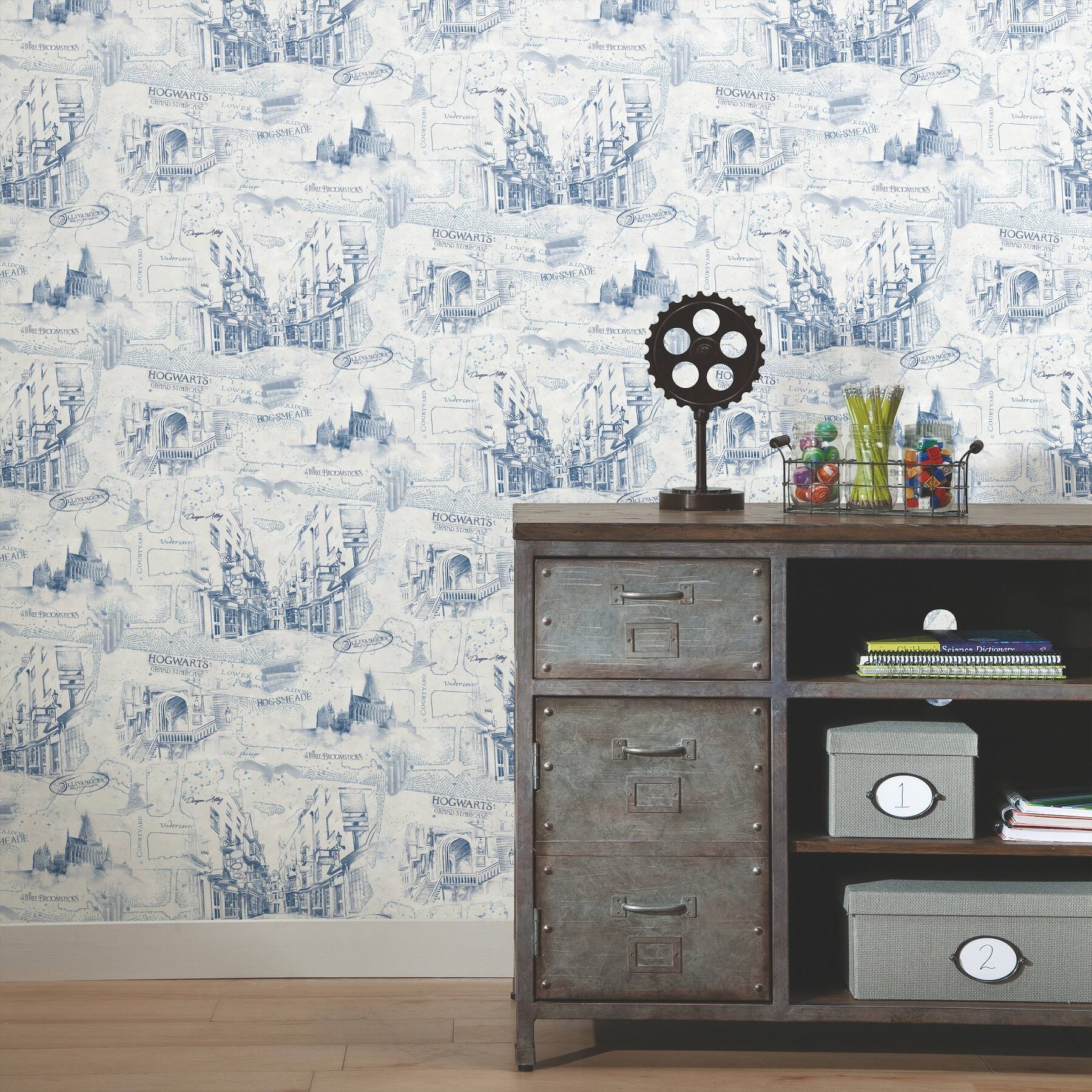 Blue Harry Potter Map Peel and Stick Wallpaper by RoomMates Bed Bath