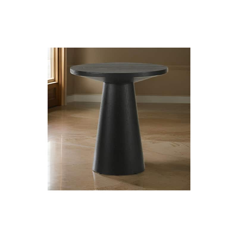 20 in. Black Round Wood End Table with Pedestal Base