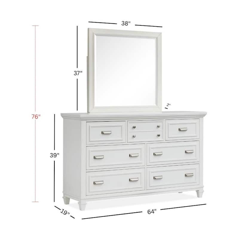 Magnussen Home Charleston White Dove Drawer Dresser with Landscape Mirror