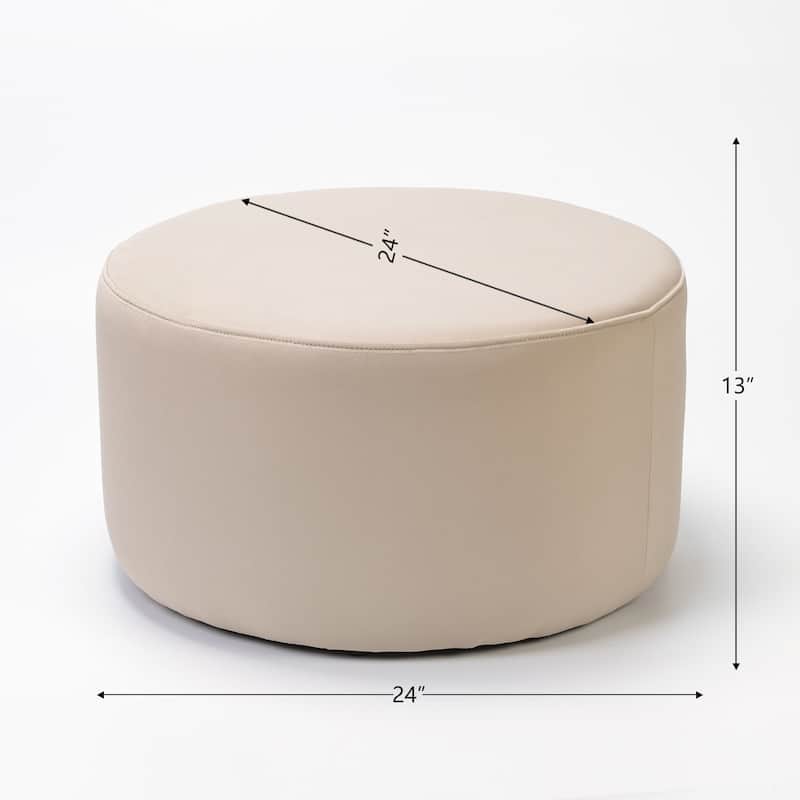 KINWELL Round Upholstered Pouf Ottoman Footrest
