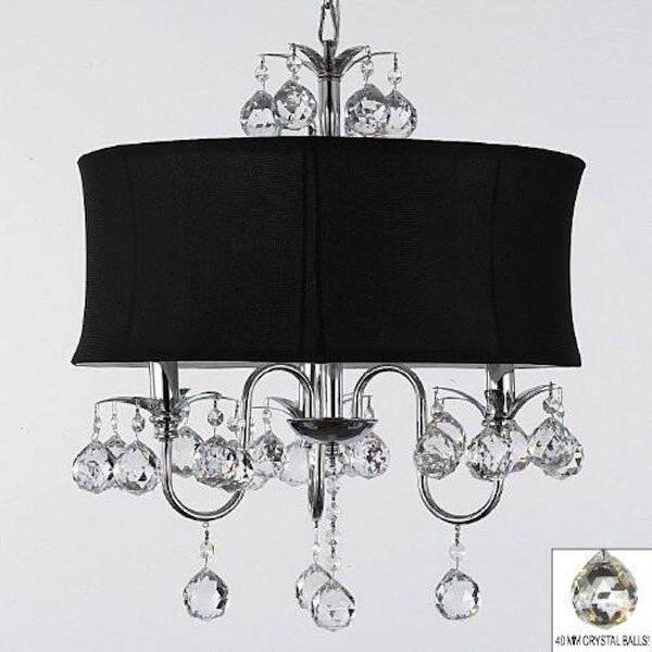 Shop Modern Contemporary Black Drum Shade Crystal Ceiling
