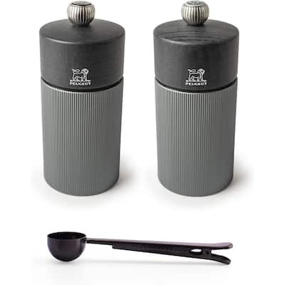 Peugeot Line Manual Salt & Pepper Mill Gift Set Carbon Graphite Aluminum, 12 cm - 4.75" With Stainless Steel