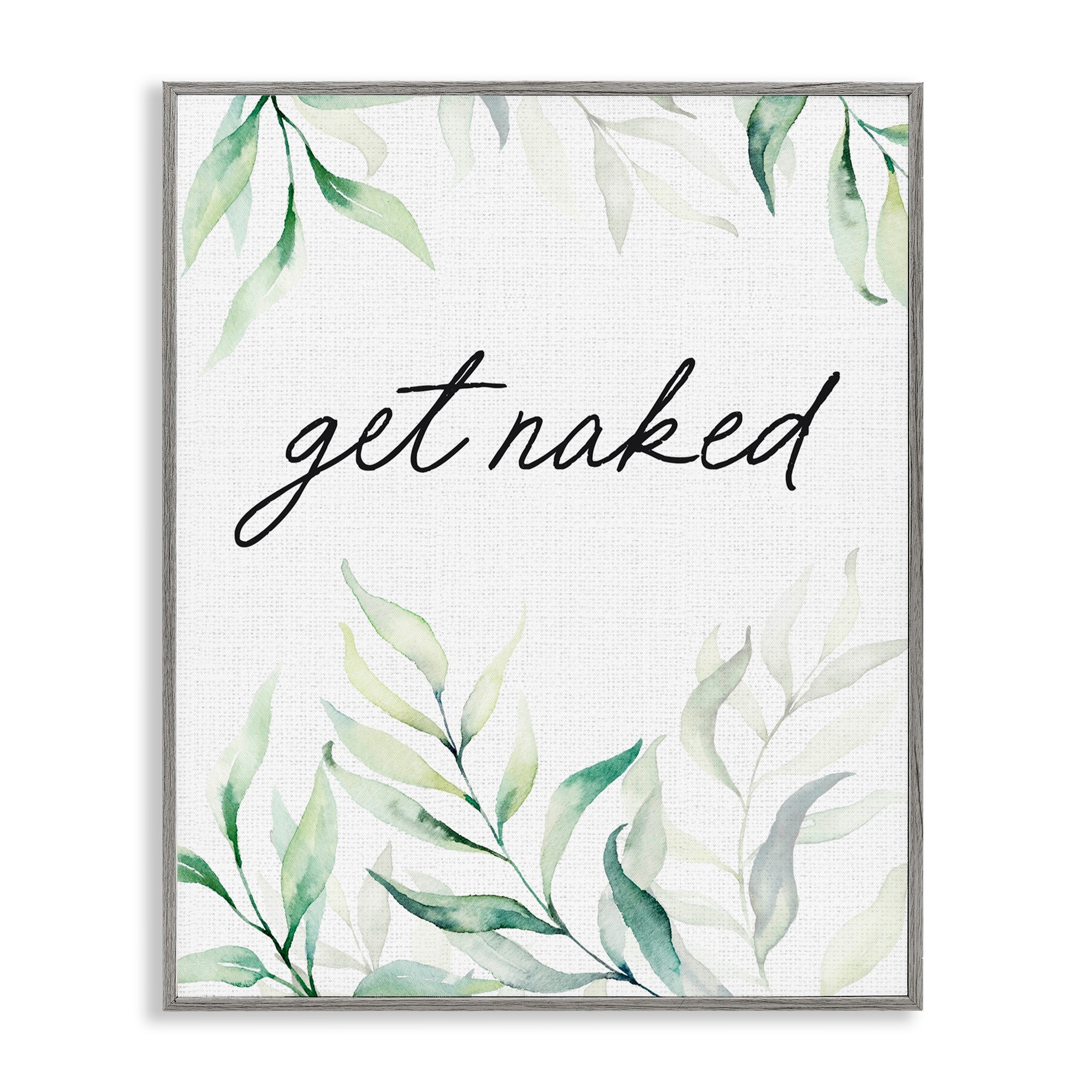 Stupell Get Naked Bathroom Herbs Framed Giclee Art Design By Lettered and Lined