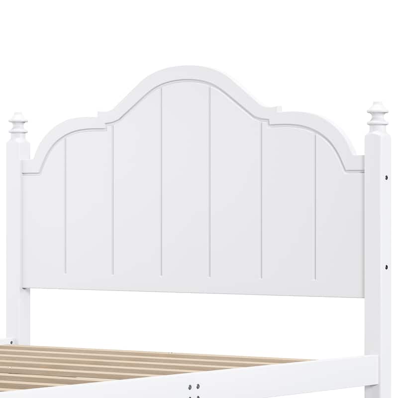 Vintage Wooden Bed Frame with Wood Slats Support, Platform Bed Frame